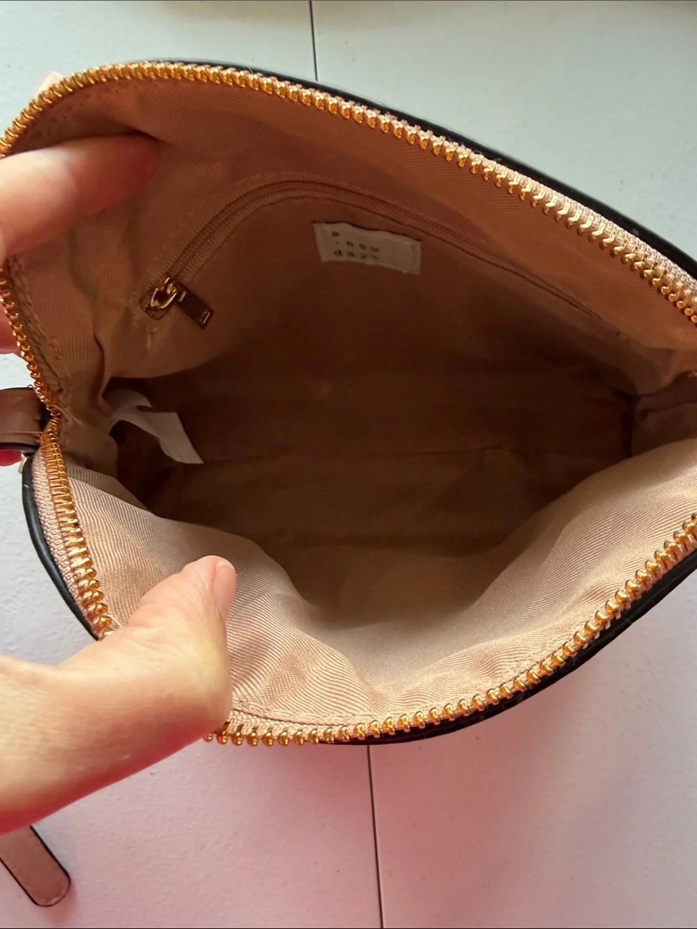 A NEW DAY Beige Faux Leather Crossbody Bag
